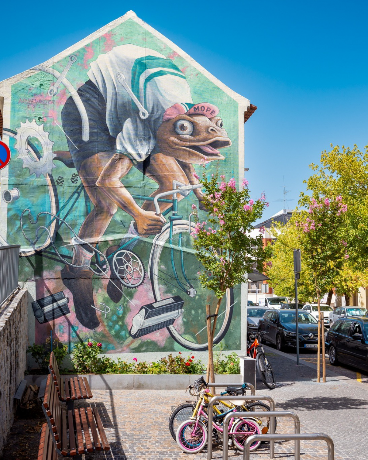 Mural em Pombal, dedicado ao ciclismo